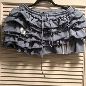 Upcycled Adidas Ruffled Mini Skirt